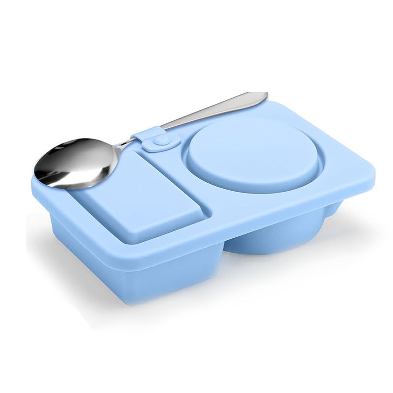 HASTHIP® Double Compartment Reusable Snack Containers with Lids Silicone HASTHIP® Double Compartment Reusable Snack Containers with Lids Silicone